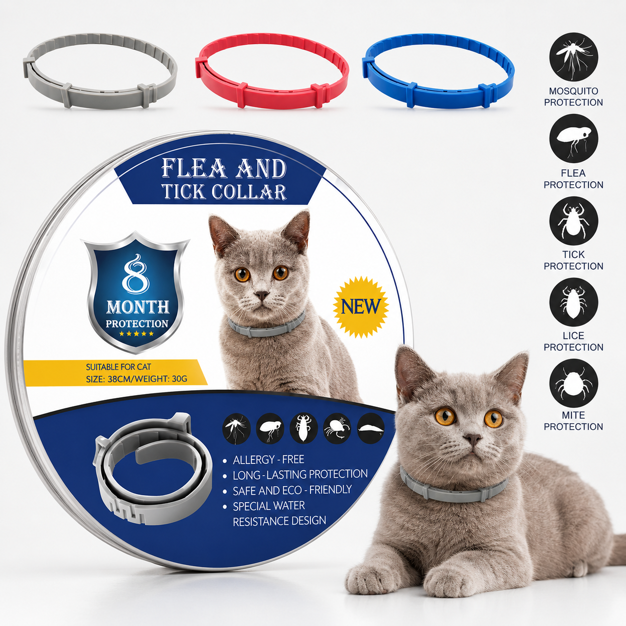 Flea & Tick Protection Collar for Dogs and Cats